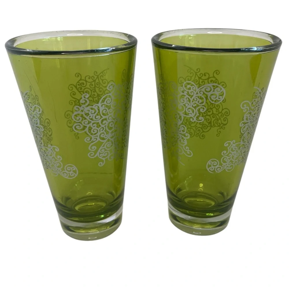 Starbucks Green Highball Tumbler Filigree Baroque Rococo 2003 Collectible 20oz